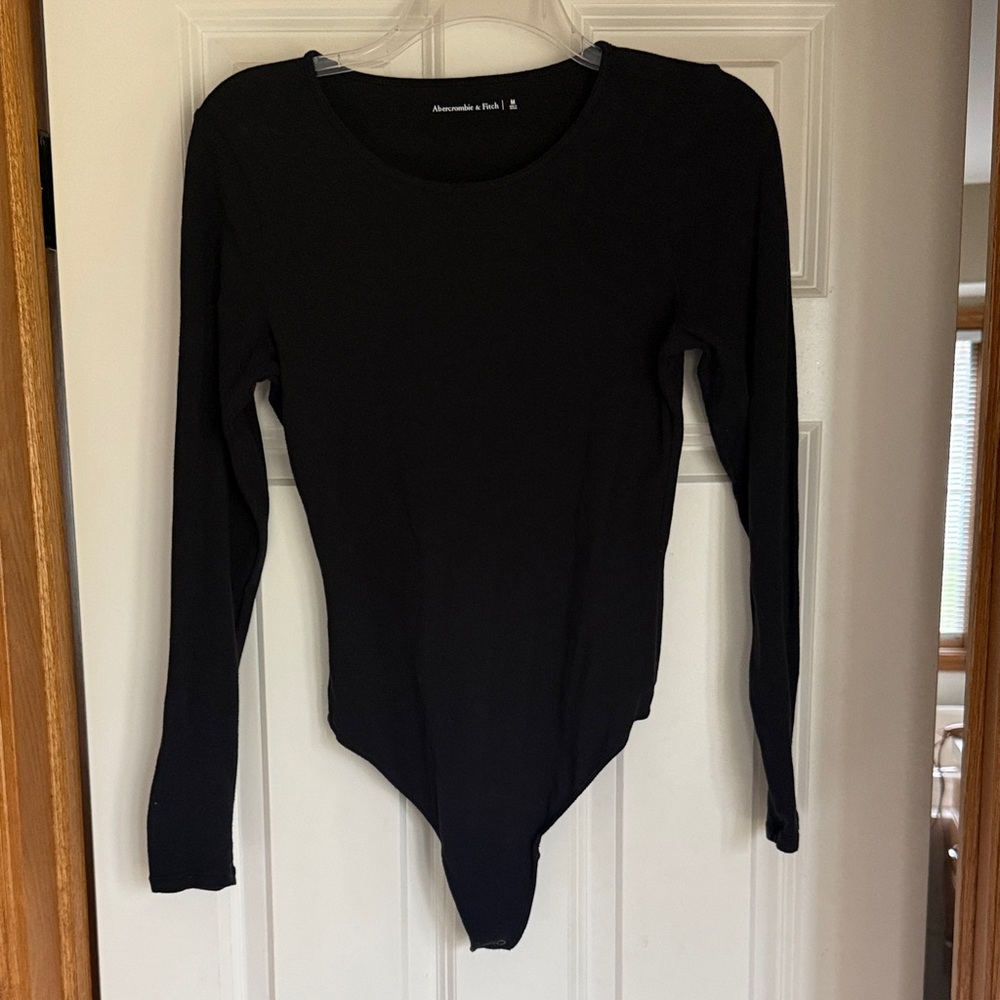 Abercrombie & Fitch Black Long-Sleeve Crewneck Bodysuit